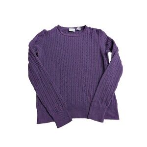 Kim Rogers Women's Purple 100% Cotton Cable Knit Sweater Sz M